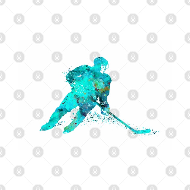 Ice Hockey Player Sports Girl Watercolor by LotusGifts