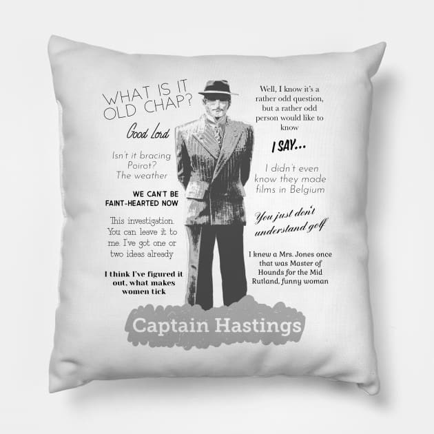 Captain Hastings Pillow by FunandWhimsy