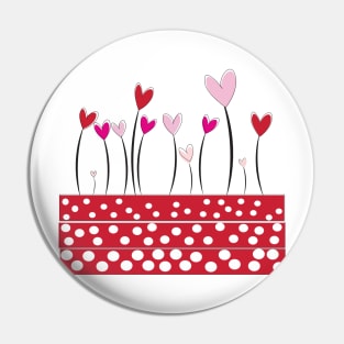 Hearts flower Valentine's Day design Pin