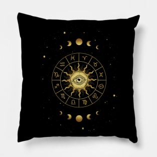 Zodiac Sign Astrology Cosmic Sacred Geometry Pillow