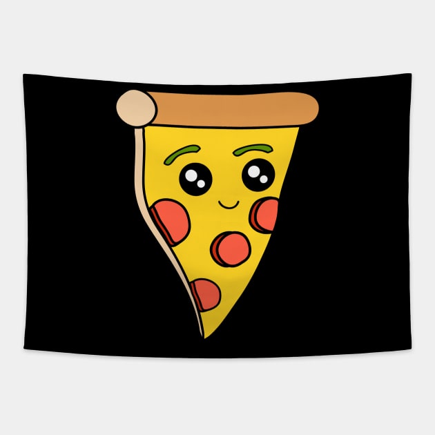 Pizza Kawaii Cute Pepperoni Pizza Slice Tapestry by Scar