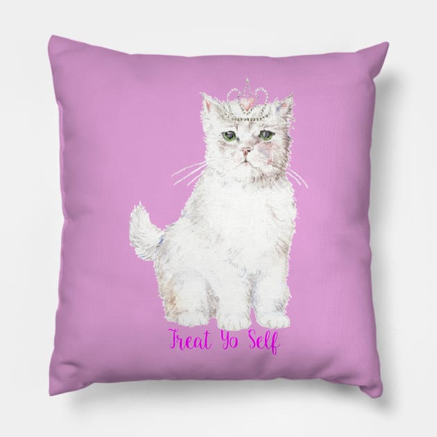 Treat Yo Self Princess Cat Pillow by wanderinglaur