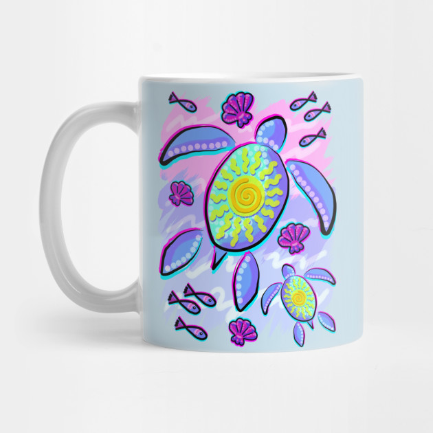 Sea Turtle And Sun Abstract Glitch Ultraviolets Sea Turtle