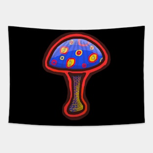 Red Blue Yellow Mushroom Tapestry