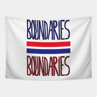 Boundaries, Red and Blue Boundaries Separated By Blue and Red Lines, Funny, Cute Design Tapestry