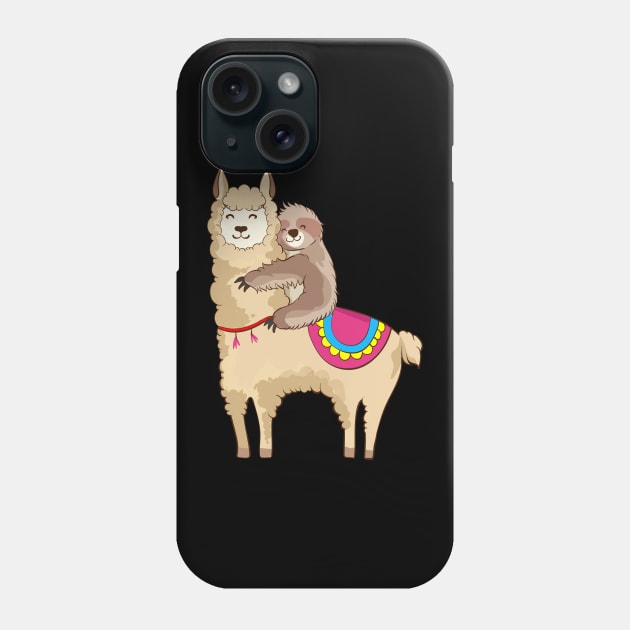 Sloth Riding Llama Hugging Animal Friends Phone Case by theperfectpresents