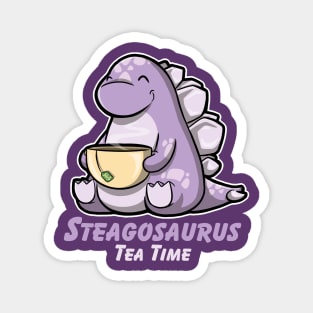 Cute Little Steagosaurus Sitting down Drinking A Cup Of Tea Magnet