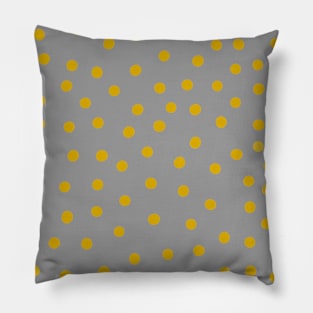 Mustard Yellow Polka Dot Spots on Grey Pattern Pillow