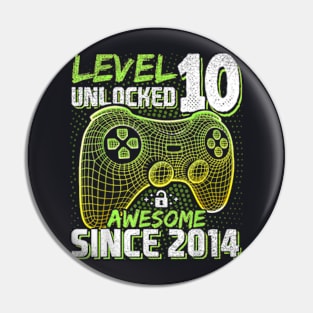 10th Birthday Gamer 10 Year Old Bday Boy Ten Son Pin