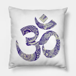 Om Blue Pattern Pillow