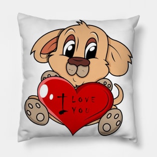 Dog love, I love you, cute, heart, valentine, romance, dog Pillow