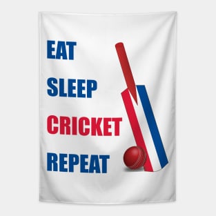 Eat Sleep Cricket Repeat Netherlands Flag Cricket Bat Tapestry