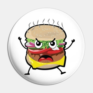 Angry Burger - Funny Character Illustration Pin