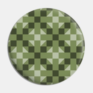 Tic Tac Toe Green Patchwork Pattern Pin