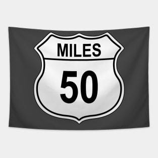 50 Mile US Highway Sign Tapestry