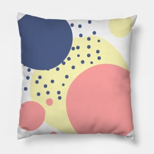 Art circles and dots pattern - yellow, pink and dark blue Pillow