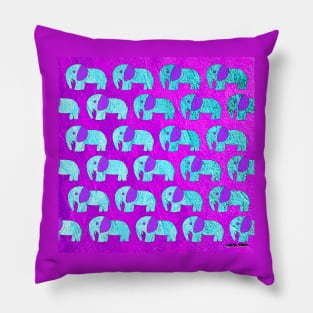 elephant march stampede in mexican totonac pattern safari ecopop Pillow