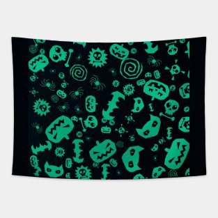 Halloween Pattern Art Design Green Tapestry