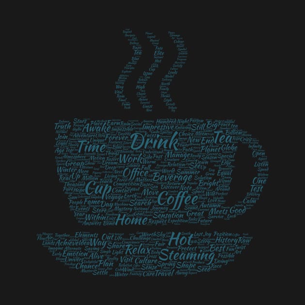 Coffee Hot Cup Silhouette Shape Text Word Cloud by Cubebox