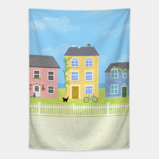 Colorful Houses Tapestry