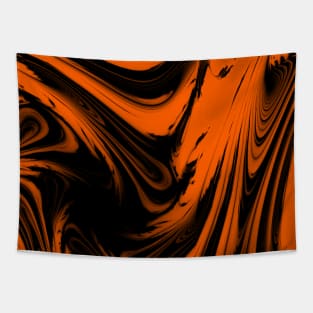 retro, tie dye, hippy, orange and black swirl, fractal Tapestry