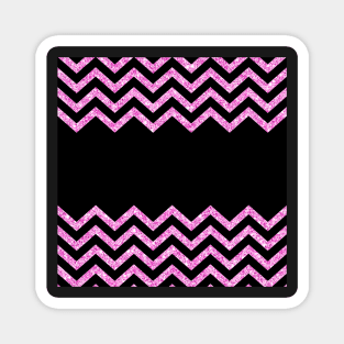 Black and Pink Glitter Chevron Design Magnet