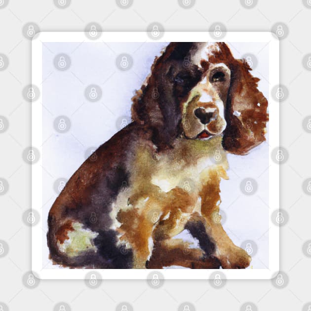 Spaniel Watercolor Painting - Dog Lover Gifts Magnet by Edd Paint Something