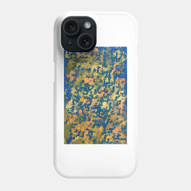 yellow dots on blue Phone Case by E-W-D