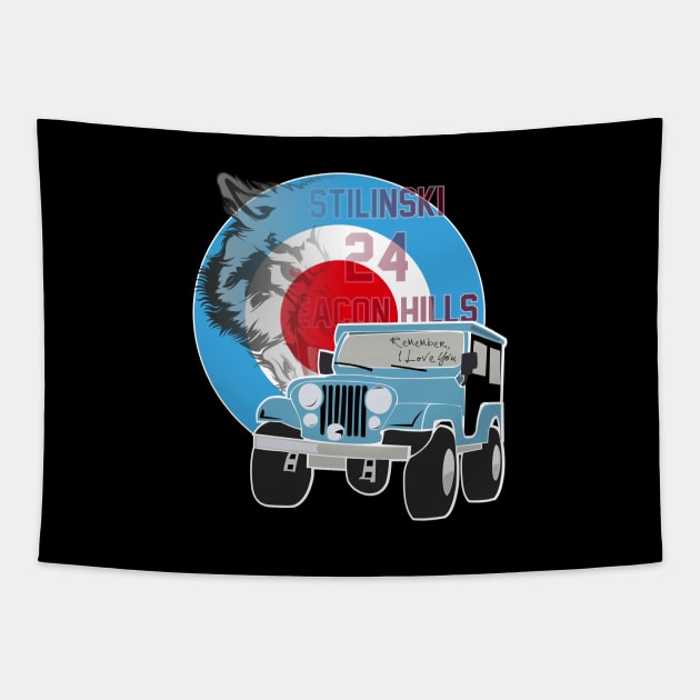 Stiles Remember I Love You jeep and target design Tapestry by colouredwolfe11