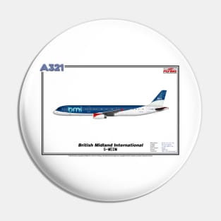 Airbus A321 - British Midland International (Art Print) Pin