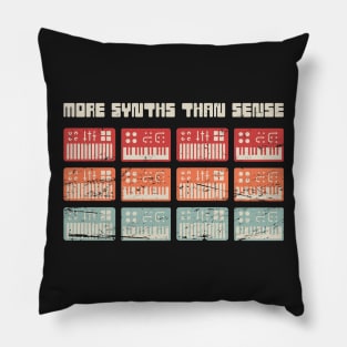 More Synths Than Sense | Retro Synthesizer Design Pillow