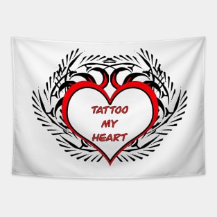 TATTOO MY HEART RED AND BLACK Tapestry