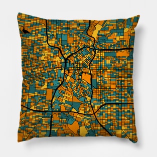 San Antonio Map Pattern in Orange & Teal Pillow