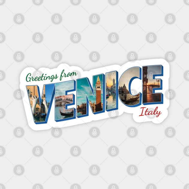 Vintage style Greetings from Venice in Italy retro souvenir Magnet by DesignerPropo