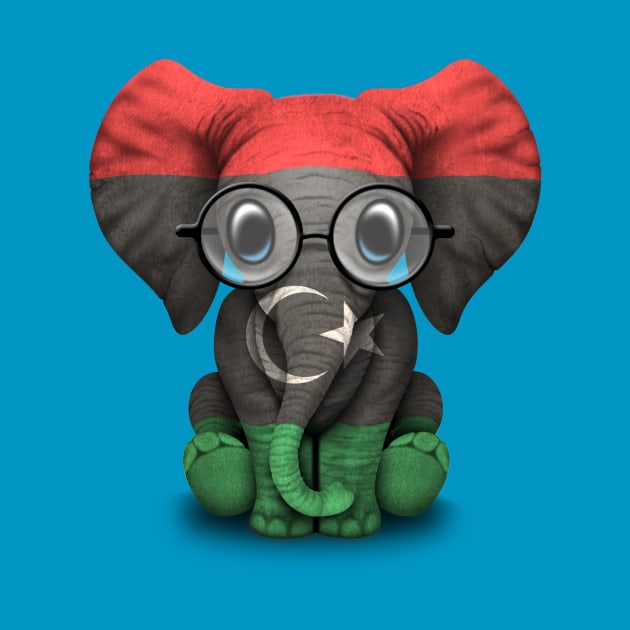 Baby Elephant with Glasses and Libyan Flag by jeffbartels