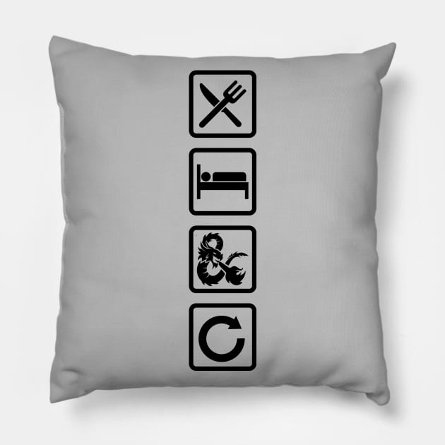 Eat Sleep DnD Repeat Pillow by OfficialTeeDreams