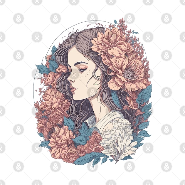 Floral Girl Illustration by ElMass