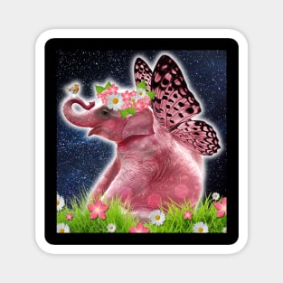 CUTIE PINK BUTTERFLY ELEPHANT!😊❤️ Magnet