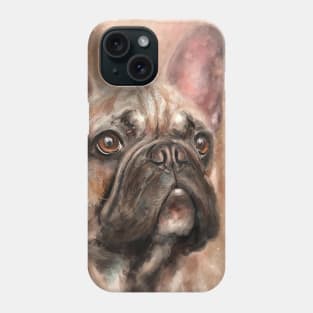 Expressive Thick Oil Painting of a French Bulldog on Beige Background Phone Case