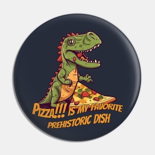 Pizza Lover Dinosaur T-Shirt Design for Foodies and Dino Enthusiasts Pin