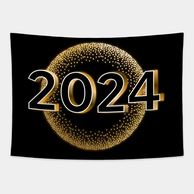 Happy New Year - Gold 2024 Glamour Tapestry by Bellinna