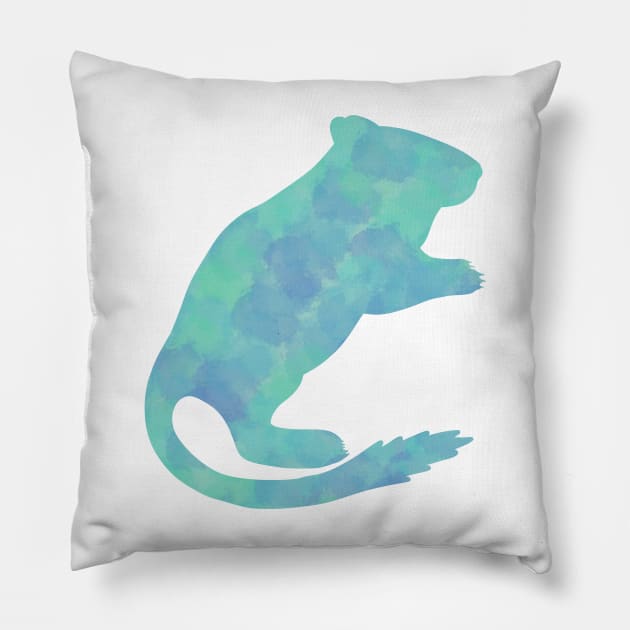 Teal watercolour gerbil Pillow by Becky-Marie