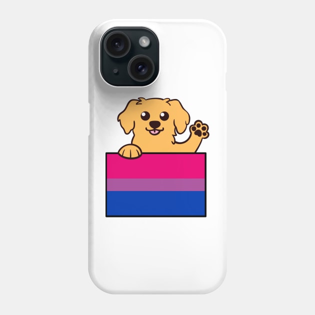 Love is Love Puppy - Golden Retriever - Bi Pride Flag Phone Case by LittleGreenHat