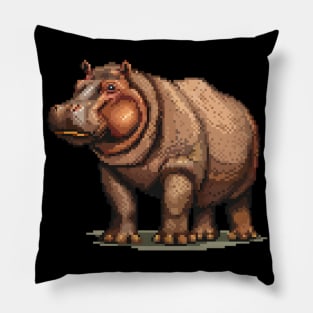 Pixelated Hippopotamus Artistry Pillow