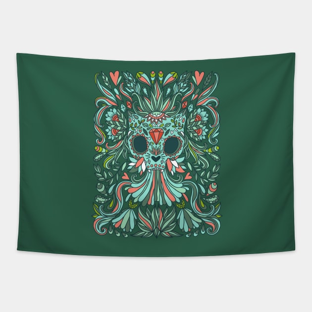 Calavera Cat Tapestry by kostolom3000