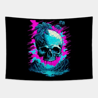 Synthwave Skull Island Tapestry