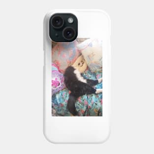 Tuxedo Cat Funny "Let Me Sleep!" Cute Sleeping Upside-Down Phone Case