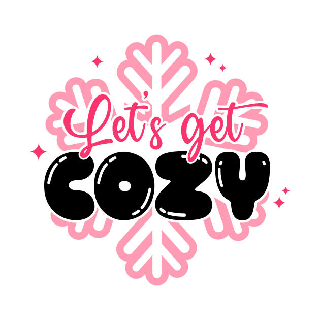 Let's Get Cozy for Holidays and Winter - Pink Snowflakes by Skeedabble