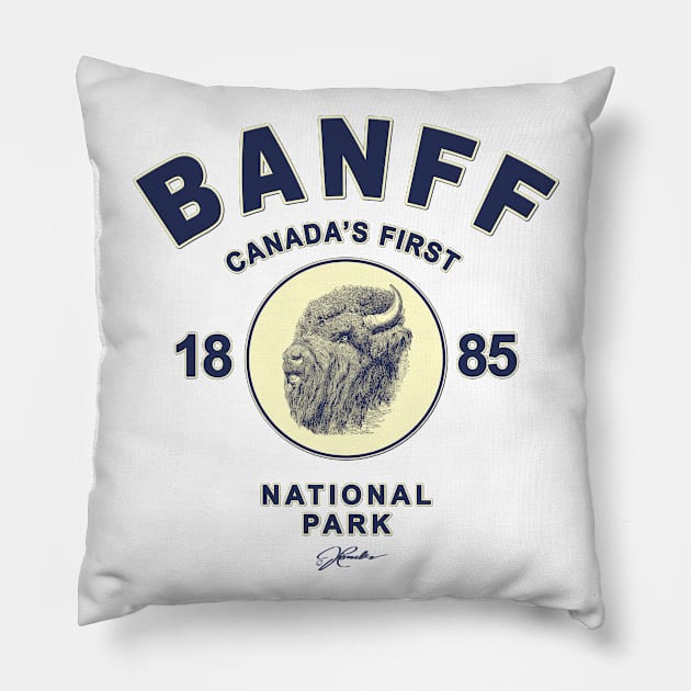 Banff National Park with Tough Old Bison Pillow by jcombs