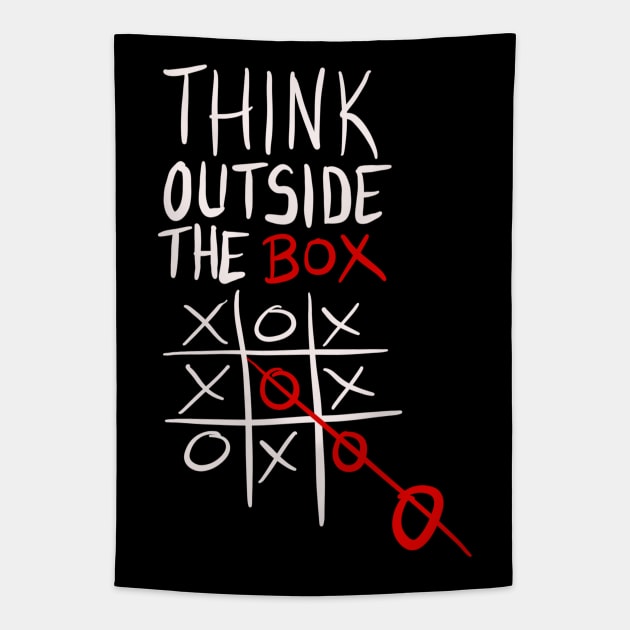 Think outside the box geeky humor gift Tapestry by BadDesignCo